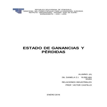 Estado de ganancias y perdidas 