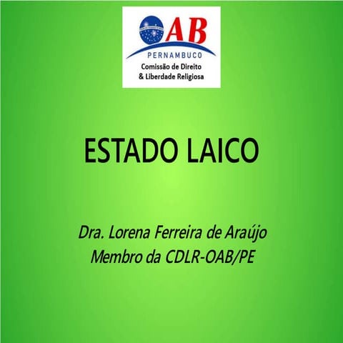 Apresentação sobre Estado Laico | PPT