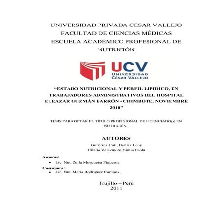 Estado nutricional y perfil lipidico, en trabajadores administrativos del hos...