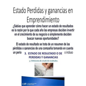 Estado perdidas y ganancias en emprendimiento