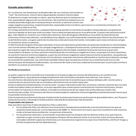 El estado del plasma y sus características | DOCX