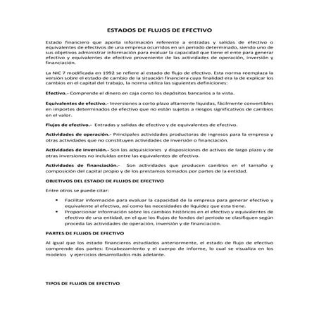 Estados de flujos de efectivo