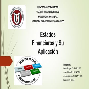 Estados financieros y su  aplicación