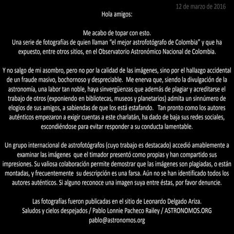 Estafador de astrofotografia