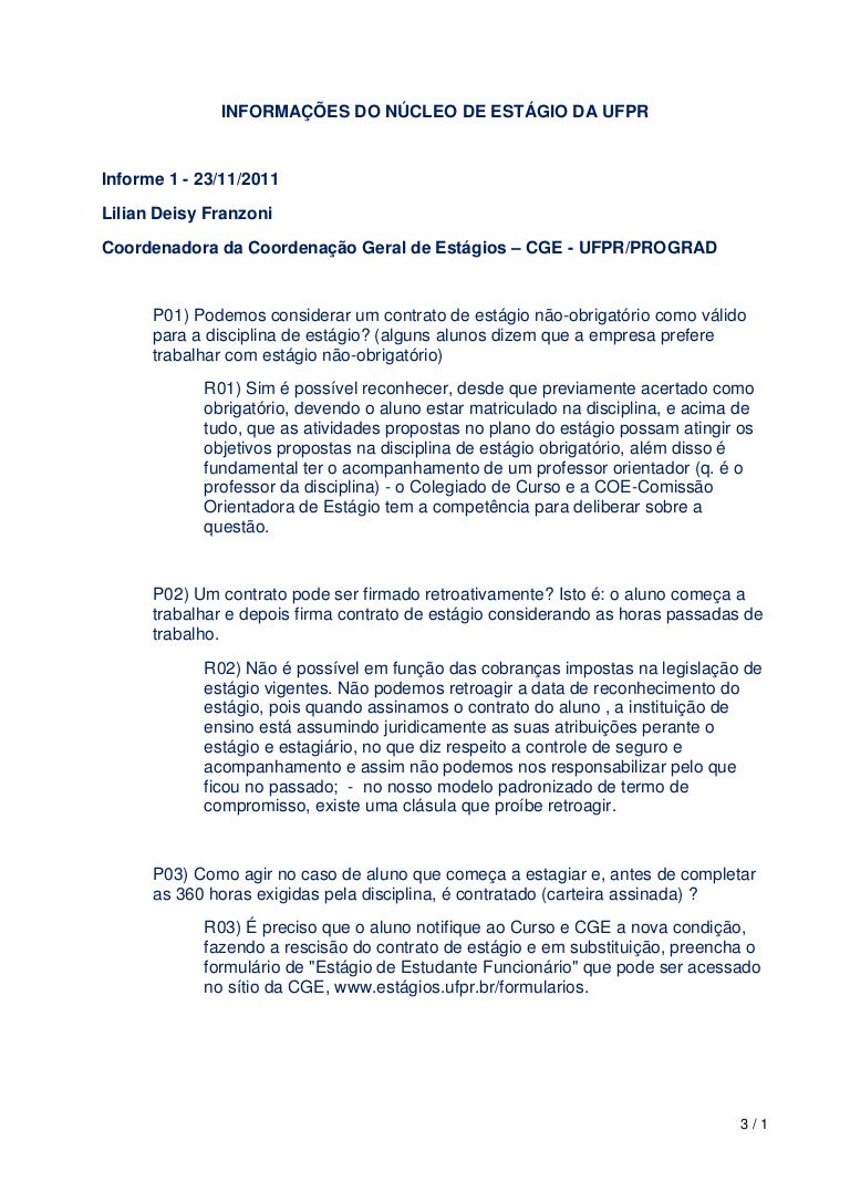 Modelo relatorio de estagio Modelo relatorio de estagio