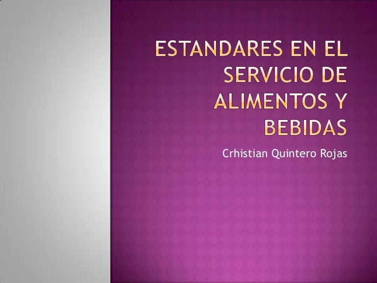 Estandares De Servicio De Alimentos Y Bebidas fity.club