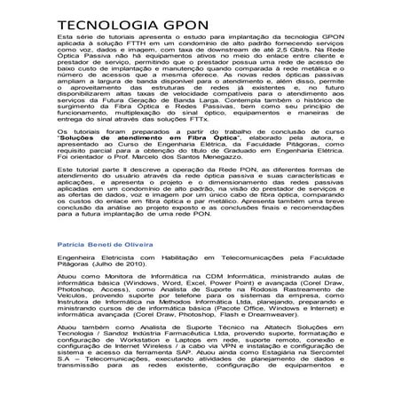 FIBRA ÓPTICA TECNOLOGIA GPON