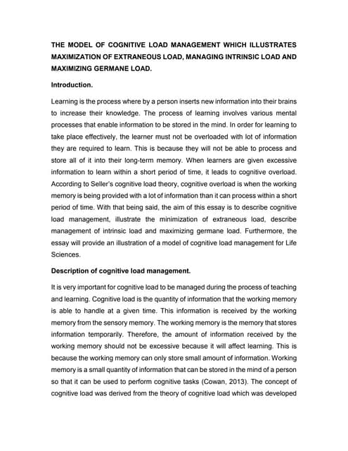 Model Of Cognitive Load Management Pdf Model Of Cognitive Load Management Pdf