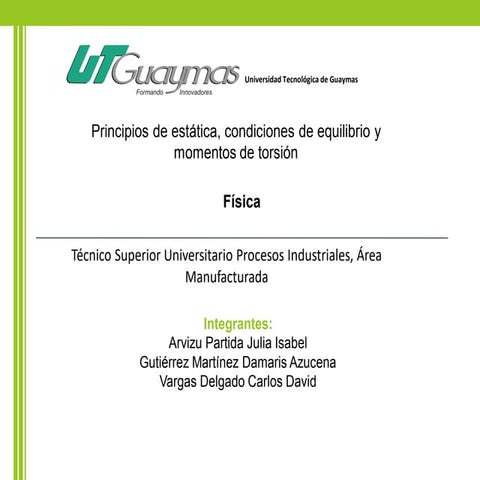 Estática, equilibrio y torció