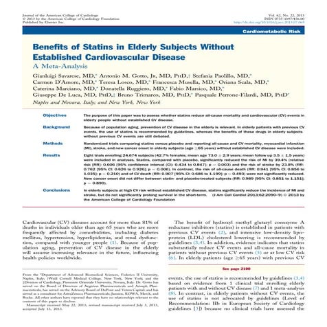 Benefits os Statins in Elderly Subjects Without Established Cardiovascular Di...