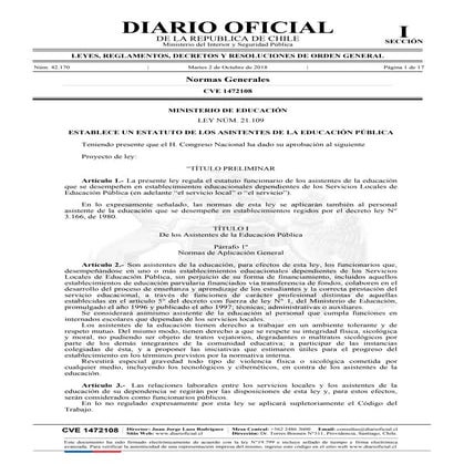 Estatuto aaee ley 21.109