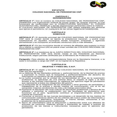 Estatutos Colegio Nacional de Periodistas