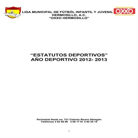 Estatutos y reglamentos de la liga 2012 2013