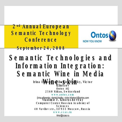 Semantic Technologies and Information Integration