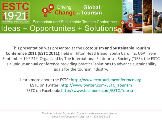 ESTC 2011 Presentation by Serge Rajaobelina, FANAMBY, Wildlife Conservation and Community Ecotourism