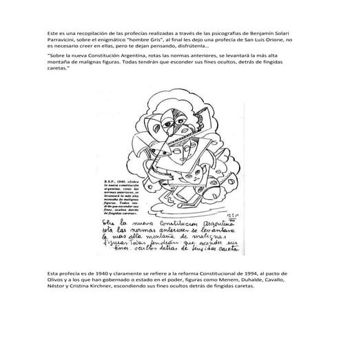 Este es un ensayo sobre las profecías de benjamin solari parravicini