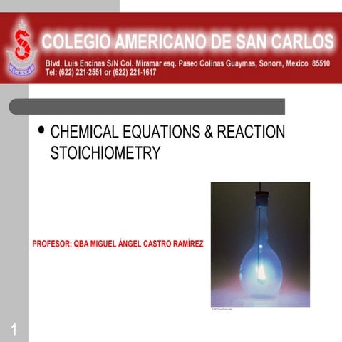 CHEMICAL EQUATIONS AND REACTION STOICHIOMETRY
