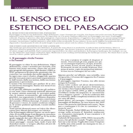 Il senso Etico ed Estetico del Paesaggio