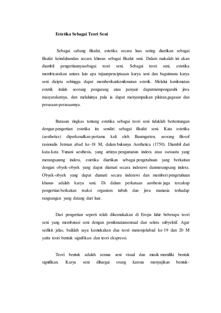 Estetika Sebagai Teori Seni