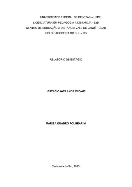 Estágio nos anos iniciais