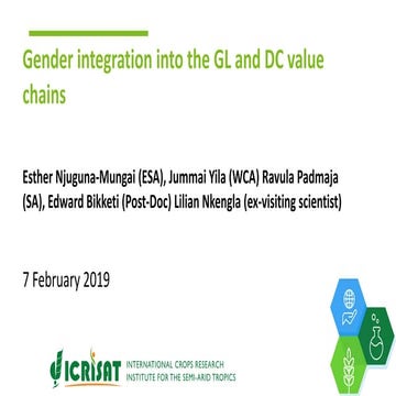 ICRISAT Global Planning Meeting 2019: Gender integration into the GL and DC v...