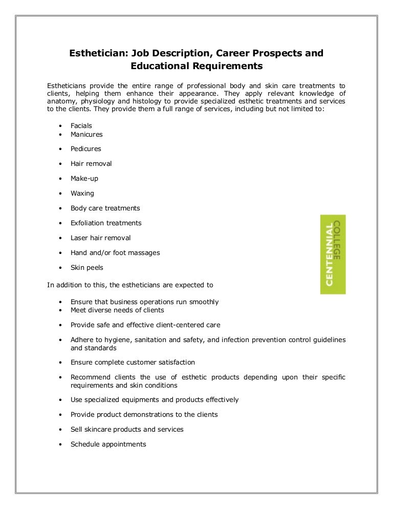 Esthetician job description, career prospects and educational require…