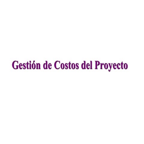 Gestión de Costos del Proyecto | PPTX