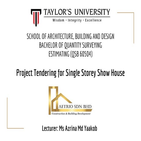Assignment - Single Storey Show House (Presentation)