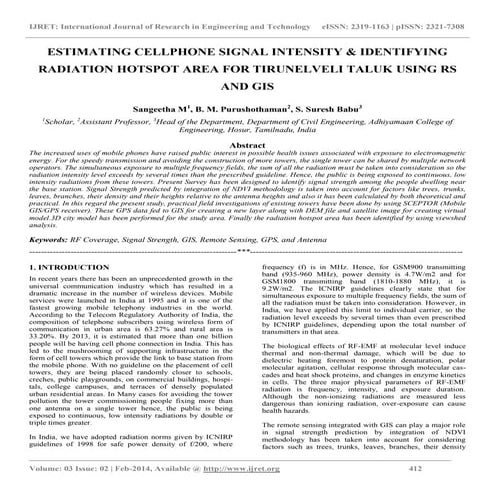 Estimating cellphone signal intensity &amp; identifying radiation hotspot are...