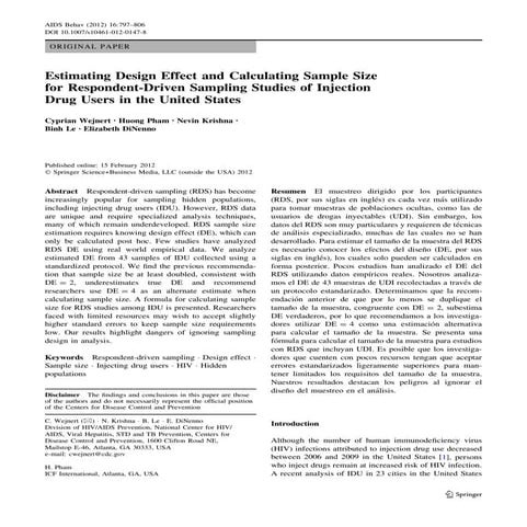 Estimating design effect and calculating sample size for respondent driven sa...