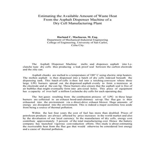 Estimating The Available Amount Of Waste Heat