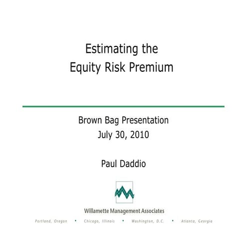 Estimating The Equity Risk Premium | PDF