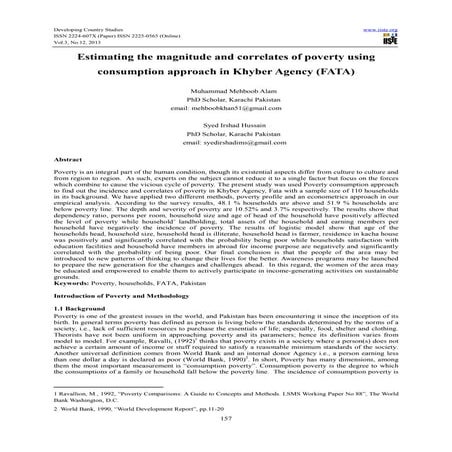 Estimating the magnitude and correlates of poverty using consumption approach...