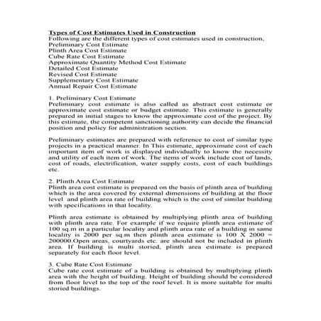 type of cost Estimation