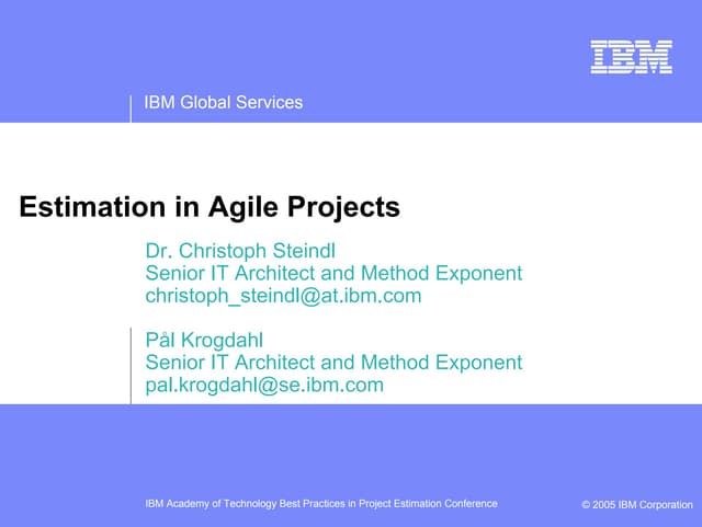 Estimation Agile Projects