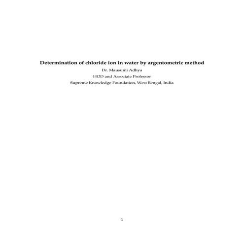 Estimation of chloride ion in water