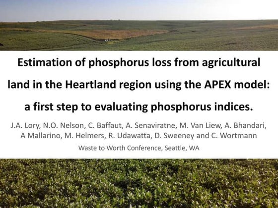 Estimation of phosphorus loss from agricultural land in the heartland region ...