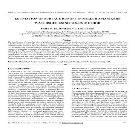 Estimation of surface runoff in nallur amanikere watershed using scs cn method