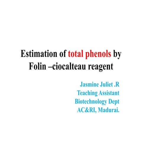 Estimation of total phenols