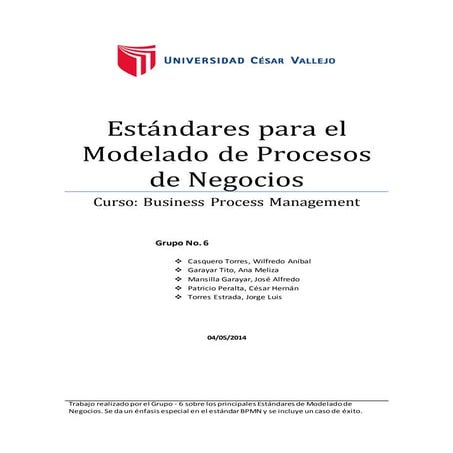 Estándares para el Modelado de Procesos de Negocios