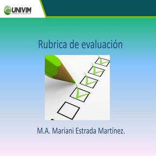 Diseño de rubrica de evaluación