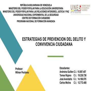 Estrategias de Prevención del Delito y Convivencia Ciudadana en ...