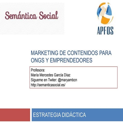 Estrategia didáctica curso Marketing de contenidos