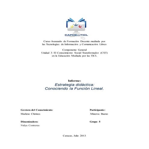 Estrategia didáctica: Conociendo la Función Lineal.