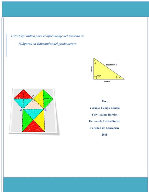 Estrategia ludica para el aprendizaje del teorema de pitagoras en educandos d...