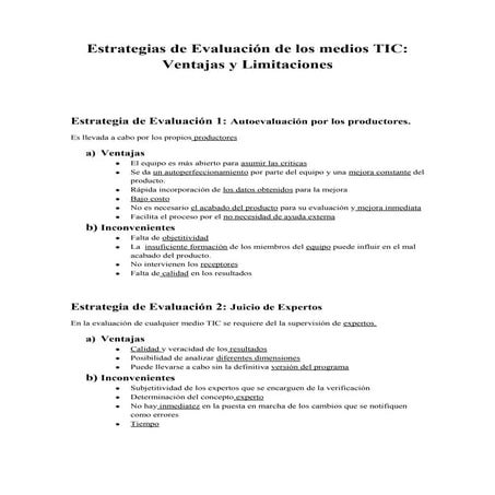 Estrategias de evaluación de los medios tic