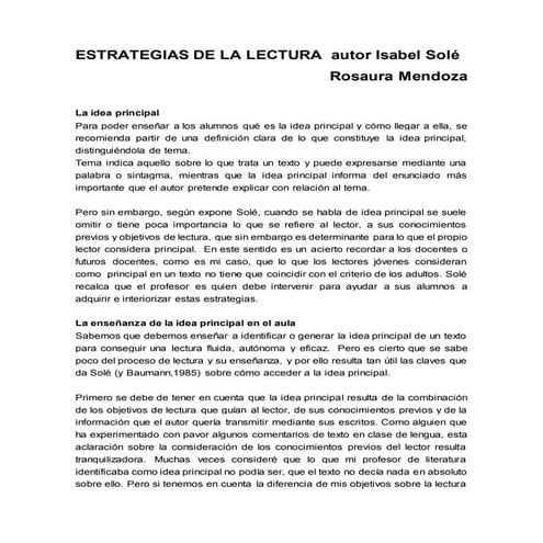 Estrategias de la lectura --- Isabel Solé