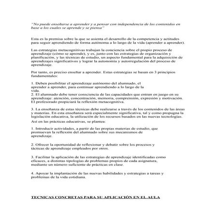 ESTRATEGIAS META COGNITIVAS DE APRENDIZAJE | PDF
