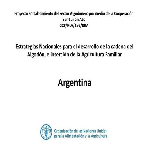Estrategias Nacionales de desarrollo de la cadena del algodón en Argentina.