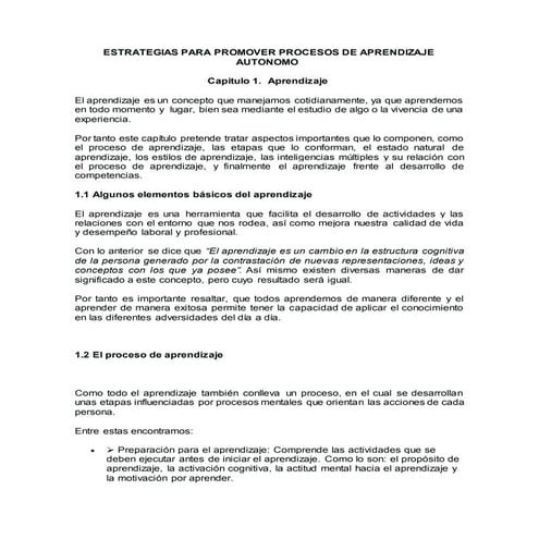 Estrategias para promover procesos de aprendizaje autonomo